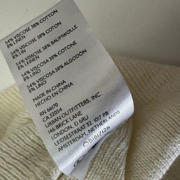 Free People Beach Jaclyn Sweater Size Large Cream Longline V-Neck - Picture 5 of 6